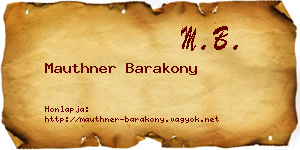 Mauthner Barakony névjegykártya